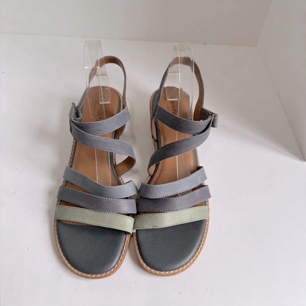 COMFORTIVA Women's Sandals Blue/Green Leather Sandals. Size 11 - Picture 7 of 11